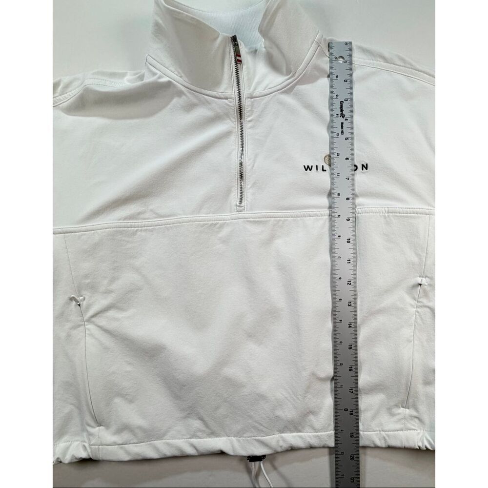 Wilson Davenport Woven Popover White Cropped Quarter Zip Jacket Size Large - Picture 10 of 16
